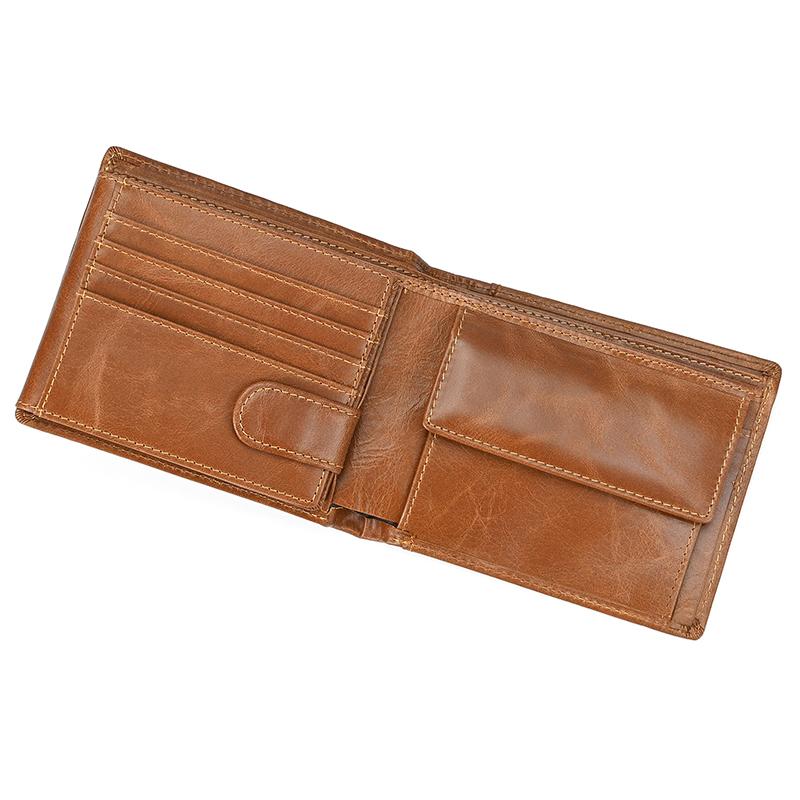 Trifold Men's Leather Wallet Genuine Leather Male Short Purse Real Cowhide Man Leather Wallets 3 Folds Card Holder Coin Purse