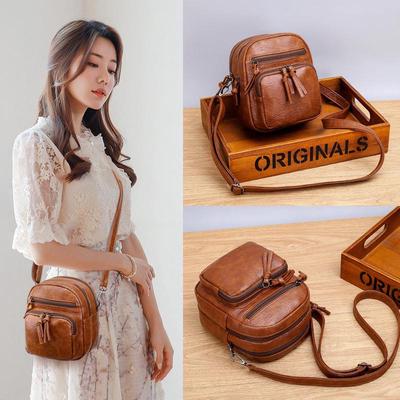 Grande capacidade 3 camada feminina crossbody saco de moda pequena bolsa de ombro senhoras pequeno saco do vintage couro macio feminino mini bolsa