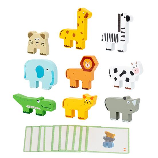 

1 набор деревянных блоков для игры в сложение, игра в балансировку с животными и мини-человечками