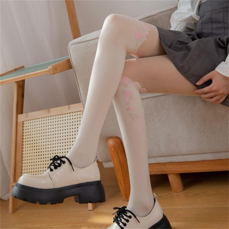 Sheer Tights for Women Flower Patchwork Pantyhose Control Top Thigh Highs Stockings Silk Thin Stockings Tights Hosiery