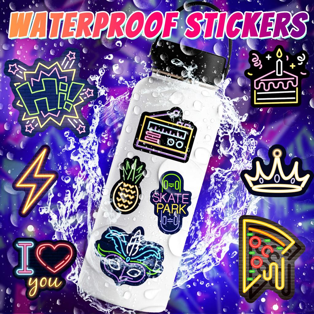 50PCS Waterproof Neon Graffiti Stickers Set for Guitar Skateboard Car Phone Toy Creative Cartoon Decoration Notebook