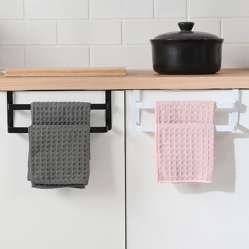 Wrought Iron Double-Layer Over-the-Door Towel Rack Space-Saving Storage Solution With Two Rods For Kitchen/Bathroom Towels