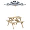 Vidaxl Picnic Table For 4 Children, With Umbrella, Fir Wood