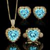 2025 Evening Dress Accessories Multi-Heart Design Blue Red Green High Carbon Diamond Pendant Necklace Earrings Ring Jewelry Set