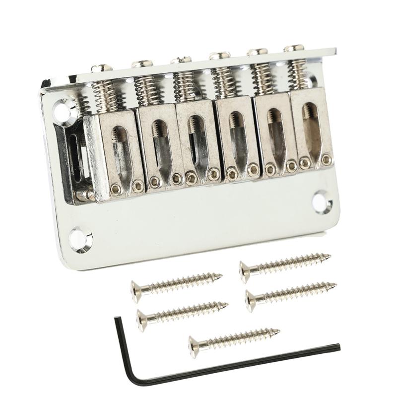 6 String 78mm Electric Guitar Hardtail Bridge Tail Pipe Top Load Saddle Bridge Compatible For Strat