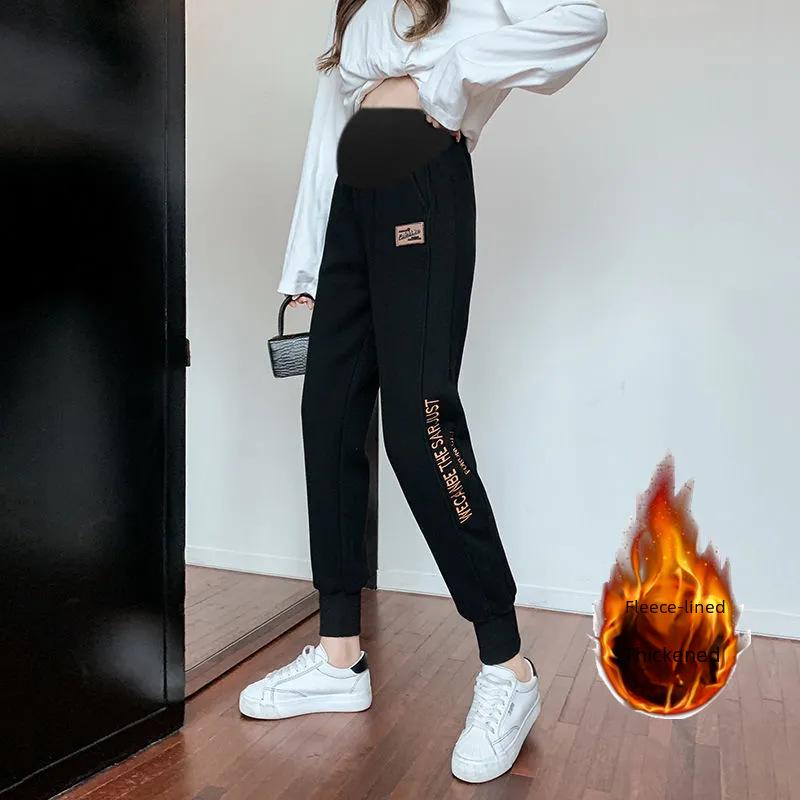 Maternity Spring/Autumn Casual Plus Velvet Sweatpants for Early Pregnancy