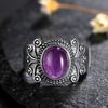 Retro Natural Ring for Men Women  Tiger's Eye Rhodochrosite Kyanite Amethyst Stone Rings Jewelry Party Birthday Gift