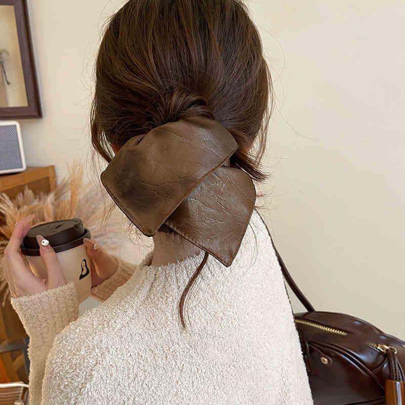 Korean retro square geometric pleated fabric large intestine hair band hair rope headrope versatile hair accessories women