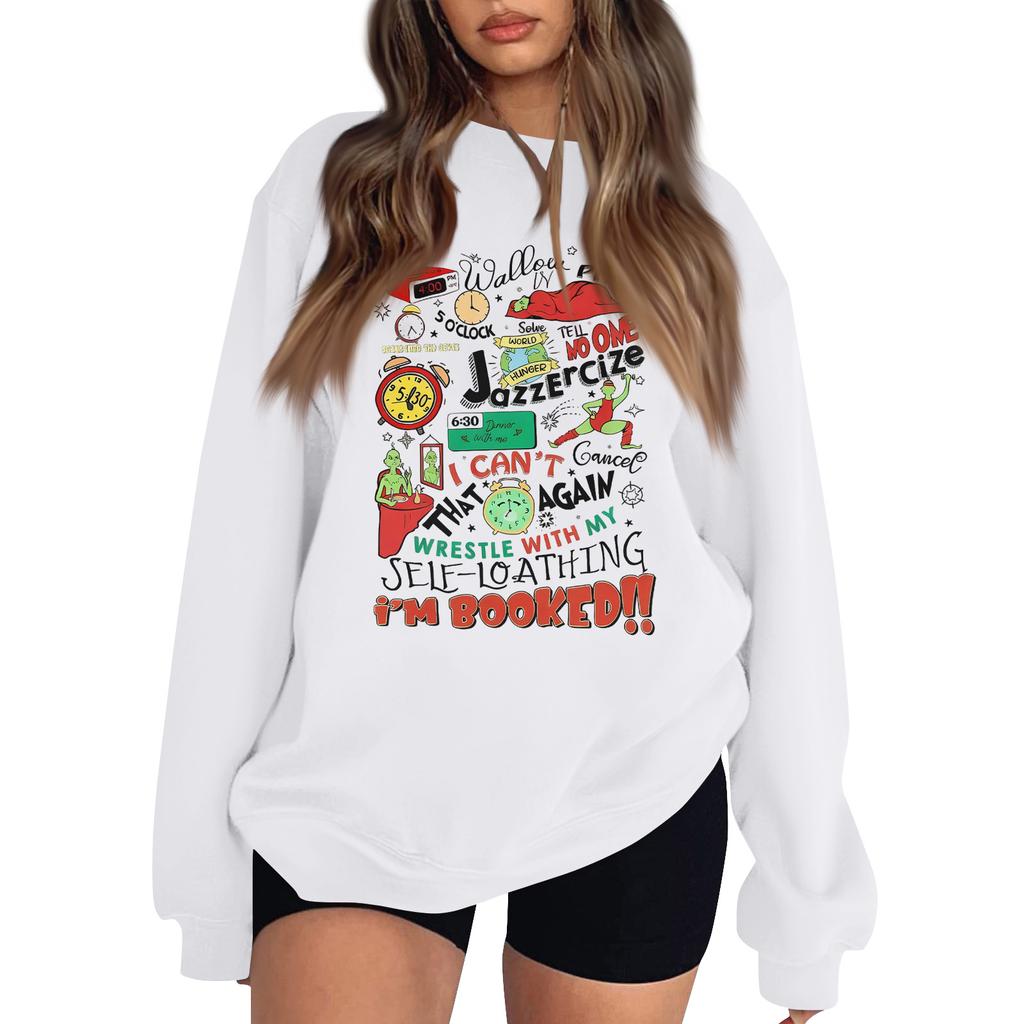 Women's Fashion Long-Sleeve Pullover Sweatshirt With Fun Christmas  Print