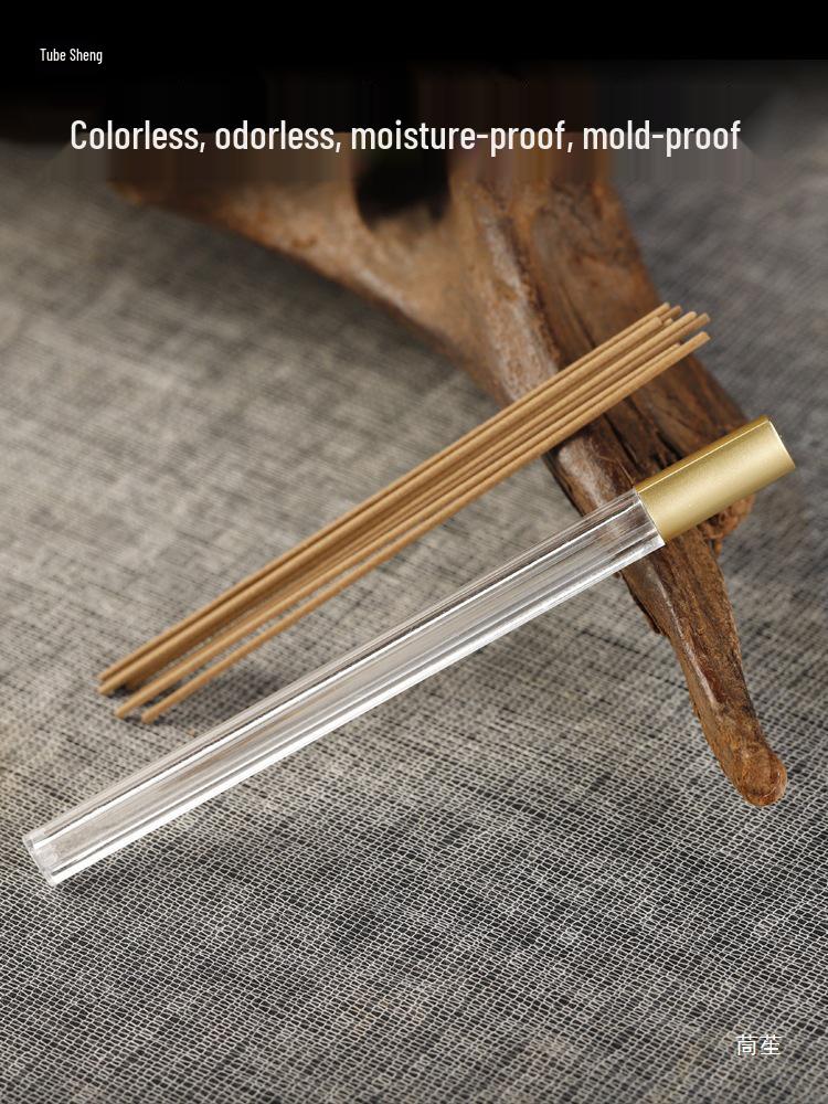 Acrylic Incense Holder - Transparent Tube for Short & Long Agarwood & Sandalwood Sticks, Includes Trial Pack