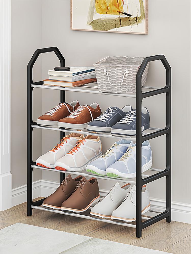 

4-х уровневая обувная стойка, практичный обувной шкаф для дома, комнаты в общежитии, балкона, многофункциональная съемная сборная полка для хранения, вешалка чёрный