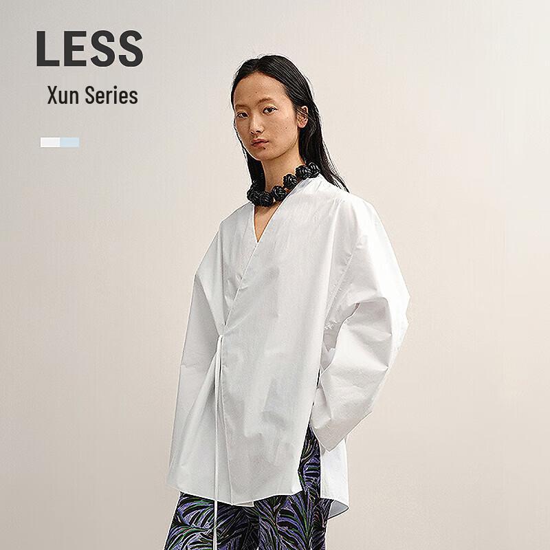 Less 2025 Autumn V-Neck Long Loose Shirt