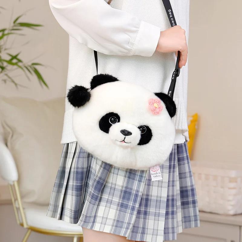 Creative Simulation Cartoon Panda Backpack Plush Toy Stuffed Animal Pet Raccoon Bag for Girls Kids Birthday Xmas Gifts