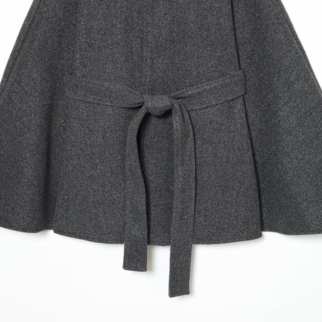 Giacca in lana casual autunnale e invernale, stile europeo e americano, con colletto alla coreana e maniche a pipistrello