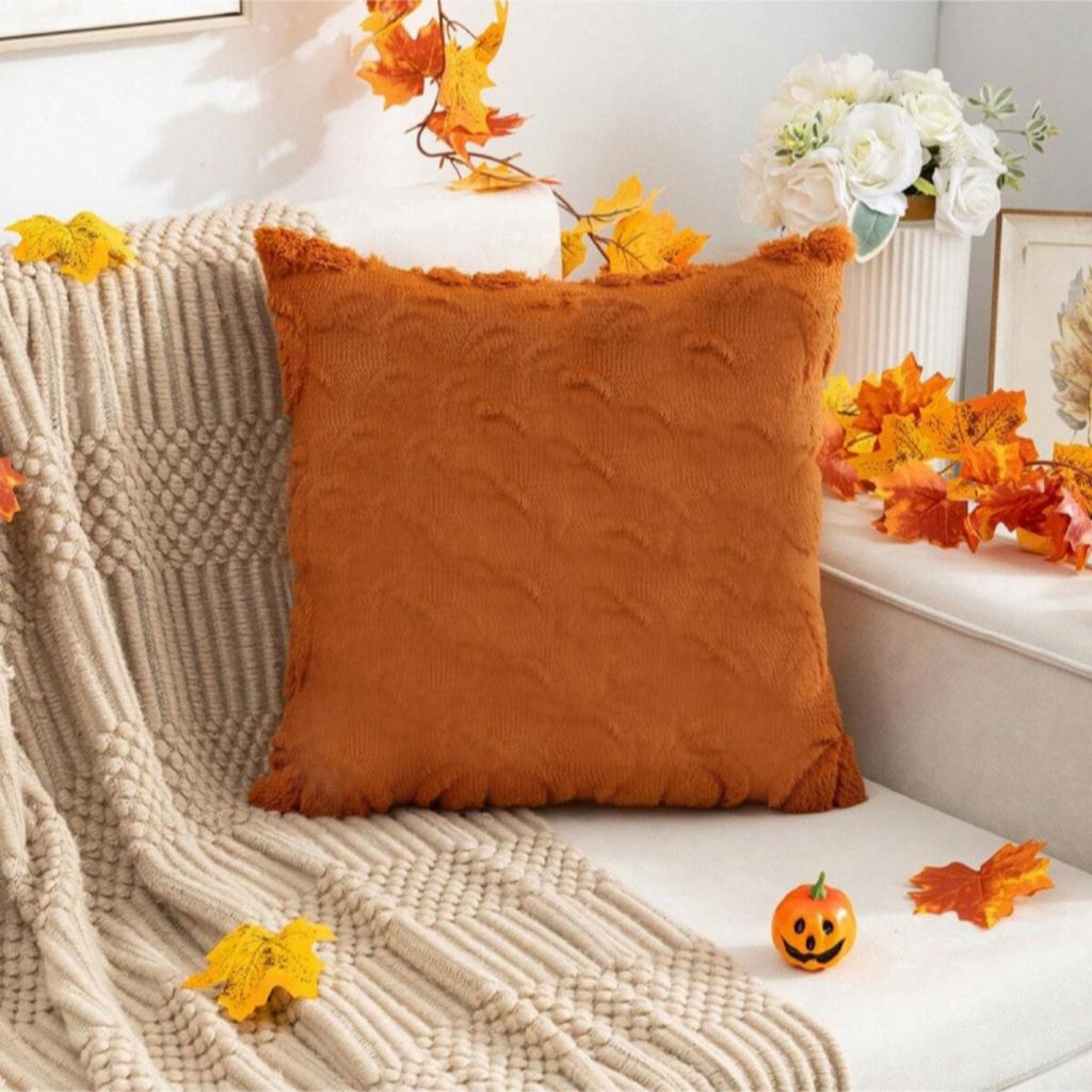 2/1pcs Autumn Pumpkin Throw Pillow Covers - Soft Plush Jacquard, Zipper Closure,  Pumpkin Design,  - Cozy Fall Decor for Sofa & Bedroom