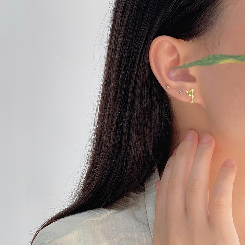 Bamboo Joint Bamboo Leaf Earrings New Chinese Style Daily Versatile High-end Design Earrings