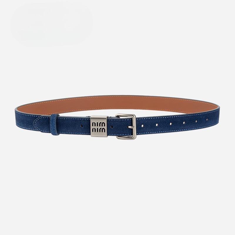 Frosted Reverse Velvet Leather Belt for Women High-end Simple and Versatile Skirt Pin Buckle Decorative Belt for Women