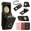 Crossbody Leather Cards Solt Wallet Bag Case For Samsung Galaxy Z Flip 7 6 5 4 5G Flip5 Finger Ring Holder Lanyard Pocket Cover