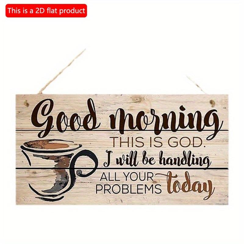 2d Flat 20*10cm, Coffee Shop Decoration, Good Morning, Family Coffee, Wooden Rectangular Creative Decorative Board, for Home, Kitchen, Cafe, Garden