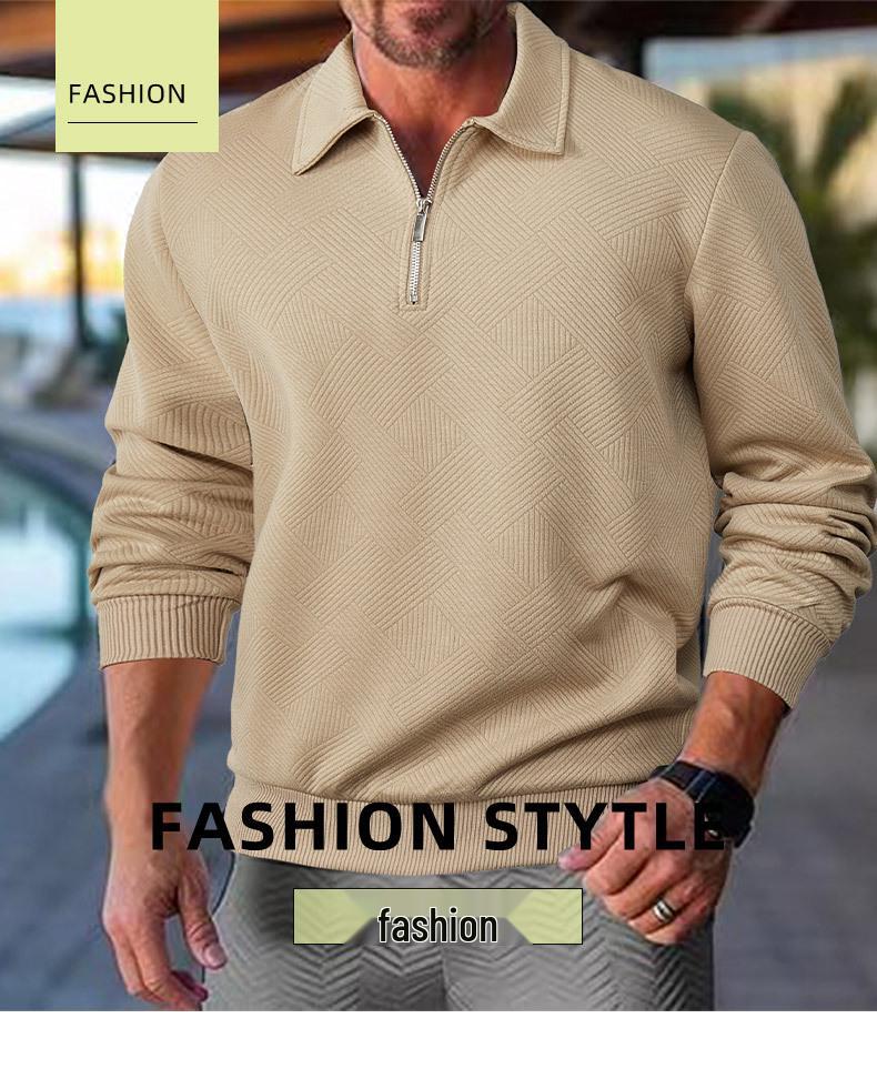 European-American Men's Half-Zip Jacquard Sweatshirt - 2025 Spring/Autumn Collection