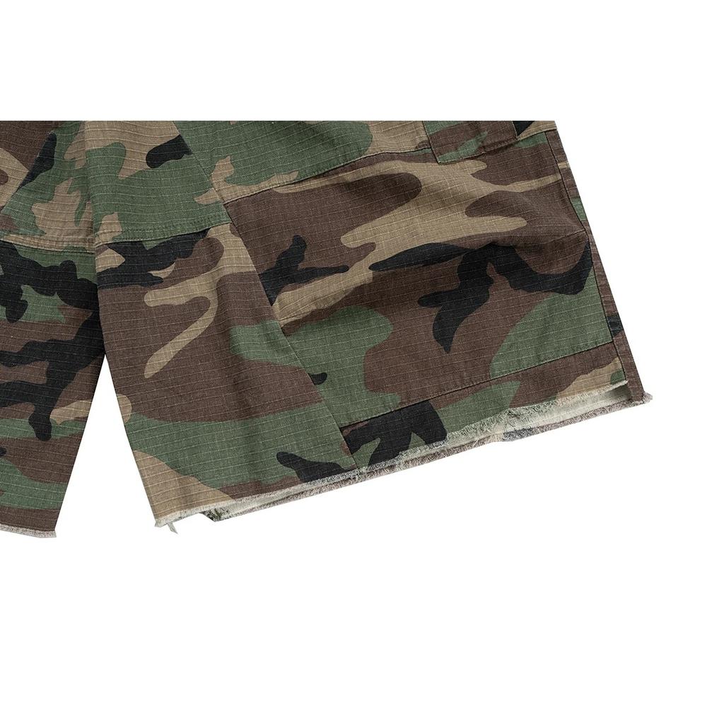 BeatStreet Camouflage Cargo Cropped Shorts for Men Wide Leg Patchwork Baggy Summer Shorts Oversized Loose Over Knee Pants