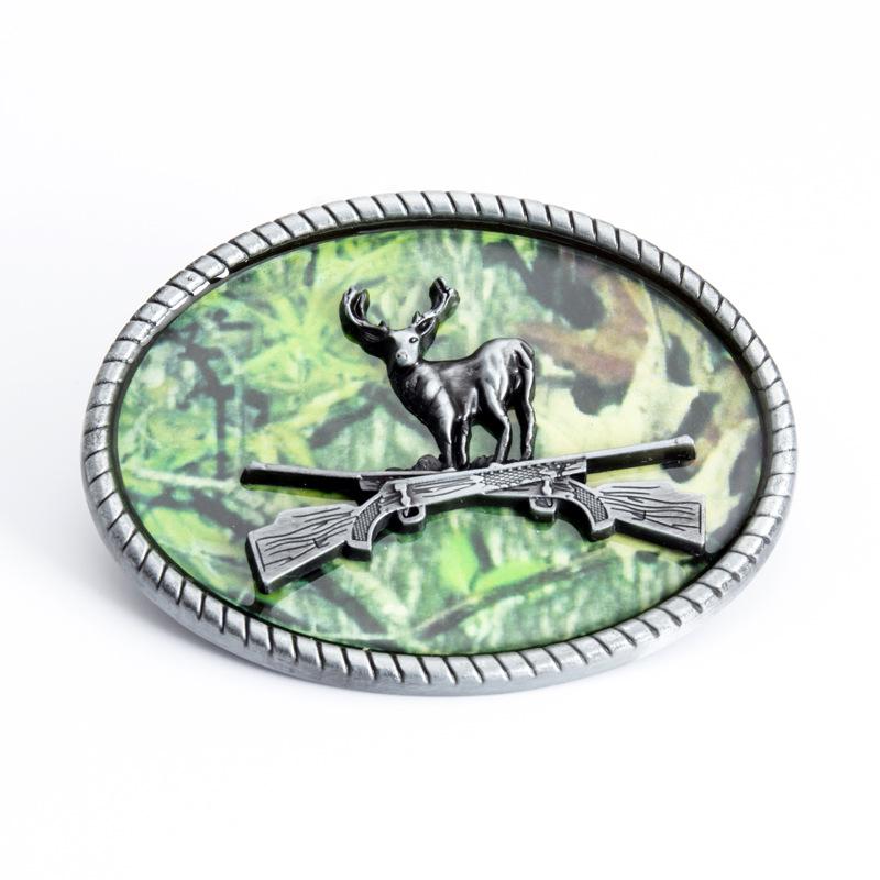 Zinc Alloy Double Gun Deer Design Hunting Belt Buckle