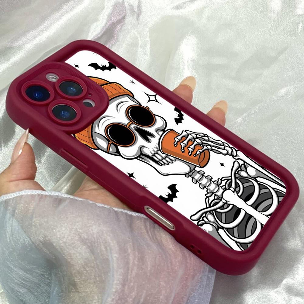 JT255 Funny Halloween Skeleton for iPhone 17 16 15 14 13 Pro Max Samsung S26 S25 Ultra A17 A16 A07 A56 A36 A15 Xiaomi 15T Redmi 15c Note 14 Soft Case