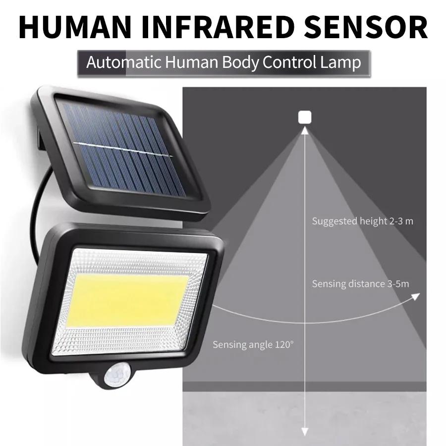 100COB Outdoor Solar Lights Motion Sensor Split Wall Lamp with Remote Control Waterproof Garden Courtyard Street Night Lighting