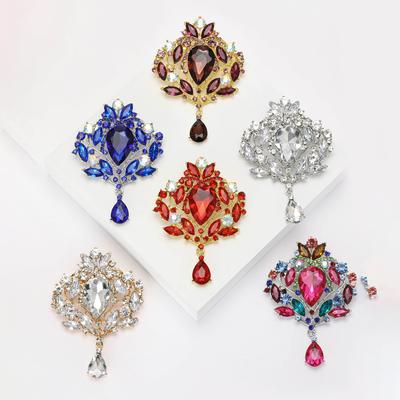 African Exaggeration Delicate Alloy Large Glass Brooch Fashion Personality Women'S Suit Coat Corsage Ornament Pin