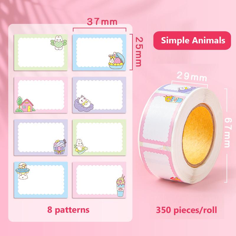 350 Sheets/Roll Cartoon Name Stickers Water Cup Stickers Waterproof Classification Labels Sticky Note Stickers Stationery