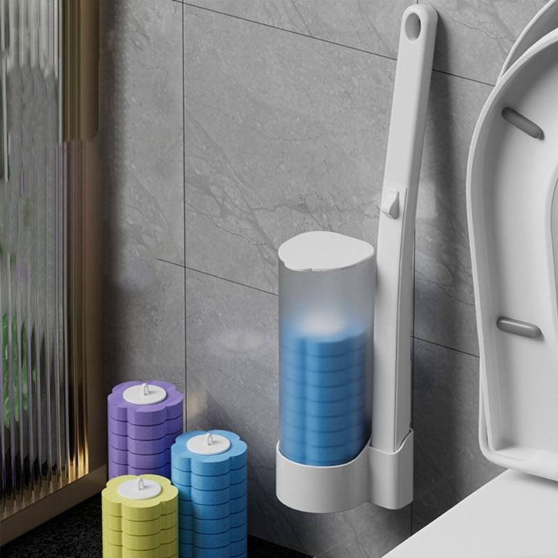 Disposable Toilet Brush Set Portable for Travel, Hotels, and Public Restrooms with Refill Sponge Heads