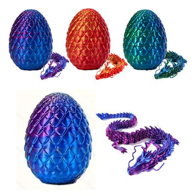 Um conjunto de dragão chinês impresso em 3D e ovo surpresa com articulações móveis - Ornamento decorativo colorido para mesa de escritório em casa para todos os tipos de ambiente