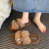 Thick bottom heightening foreign style fluffy slippers women's 2025 autumn and winter new outer wear Internet celebrity advanced sense one-word cotto