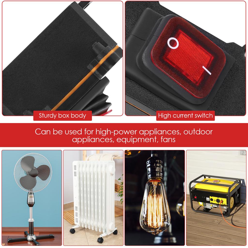 1/2PCS Inline Cord Switch with 3 Prong Plug Waterproof Marine Rocker Switch with LED Power Cord for Outdoor Appliance Equipment