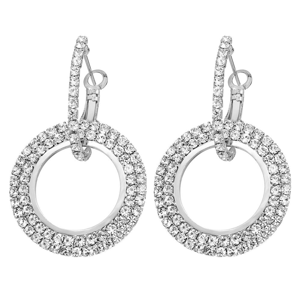 Women Luxury Fashion Glitter Circle Round Earrings Ear Stud for Party Weeding