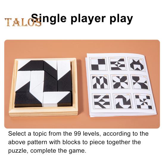 1 Set Hidden Puzzle Building Block Toy Brain Teaser Black White Wooden Block Board Game Toddlers Color Shape Learning Focus Training STEM Educational