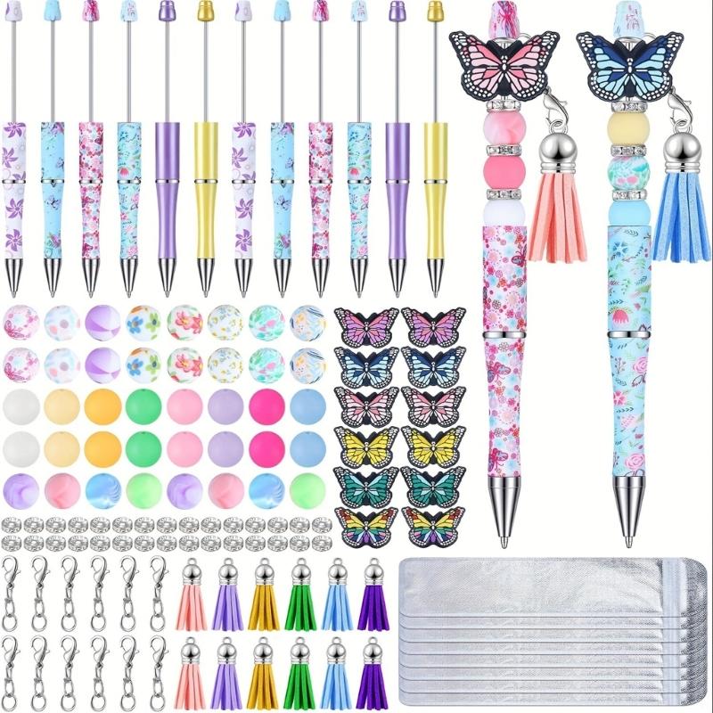 Beadable Ballpoint Pen Bead Rollerball Pen Plastic DIY Inks Pen Beaded Pen Gift
