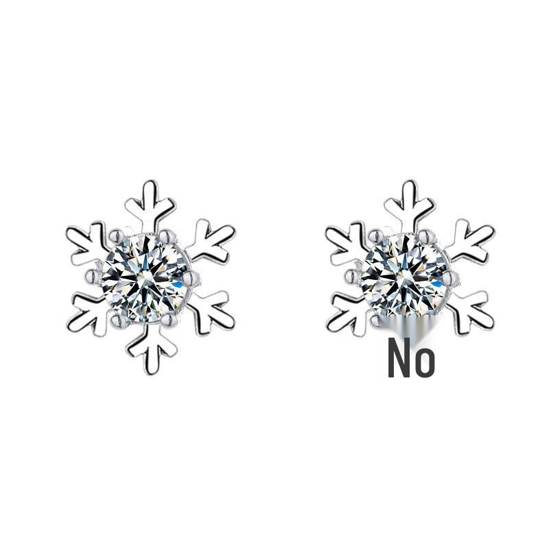 

S925 Sterling Silver Snowflake Stud Earrings: Korean Style Christmas Diamond Flower Earrings - Creative Jewelry Gift for Women Full S925 Sterling Silver