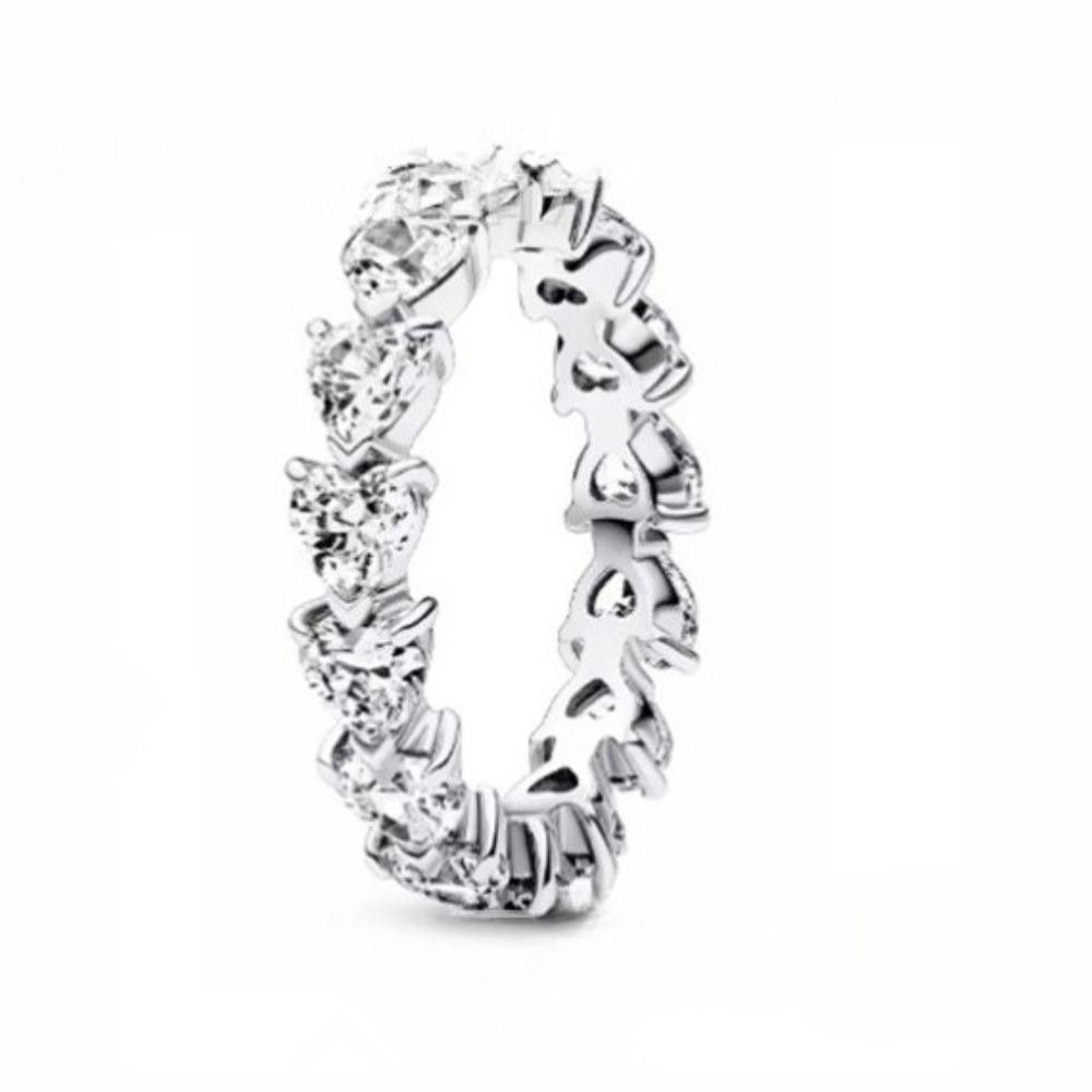 Silver Plated Brass Love Heart Diamond Ring for Women Gold and Blue Diamond Engagement Ring