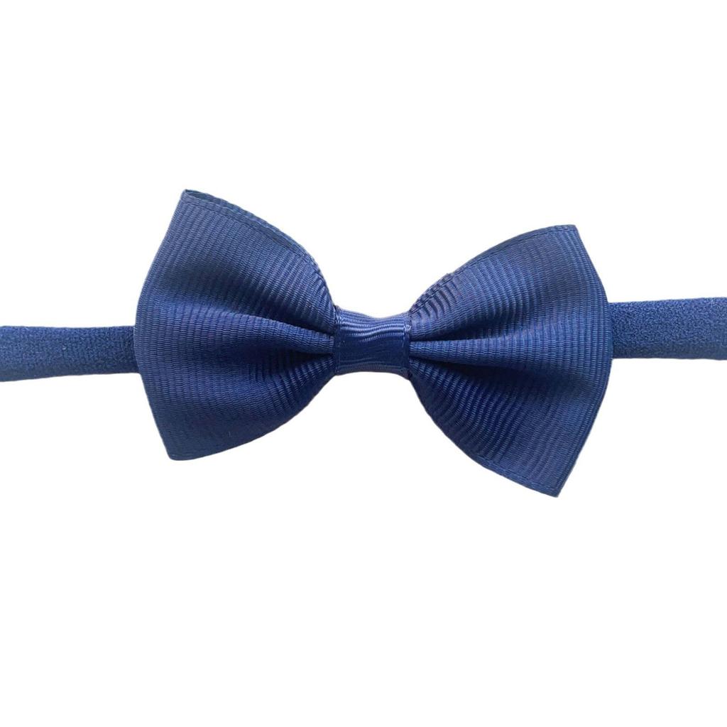 Solid Color Bow Hairpin & Ribbed Headband Set for Girls