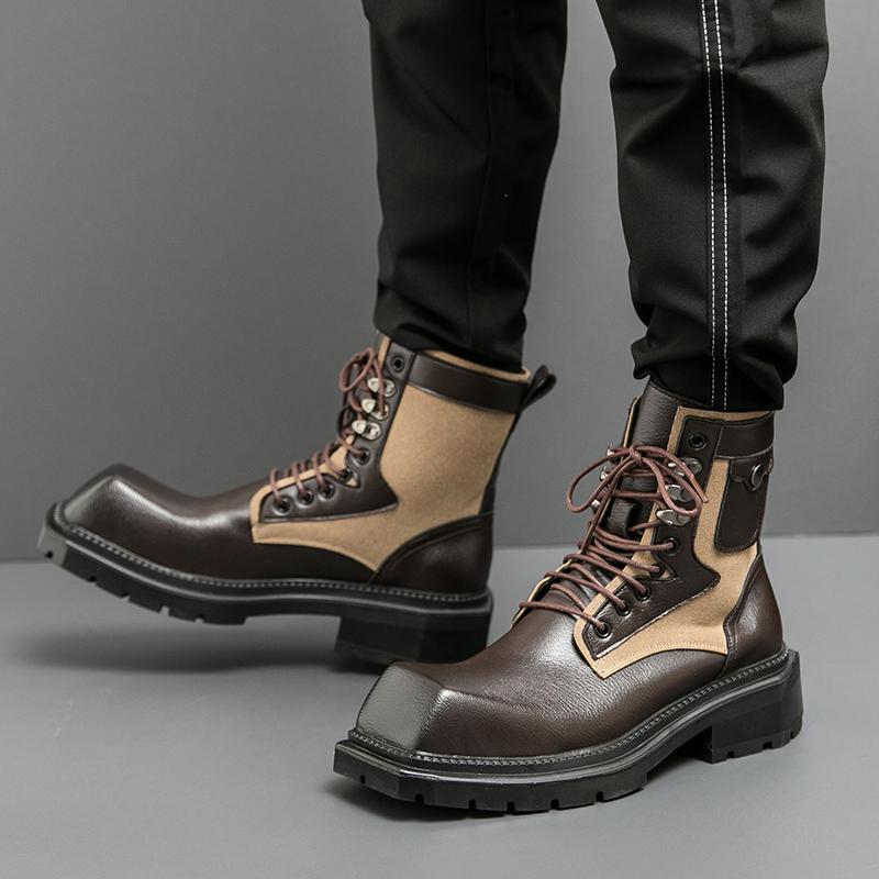 Fashion Boots Men Luxury Fashion Chelsea Boots Men Comfortable Fashion Big Head Leather Boots European Gentlemen Social Boots Men