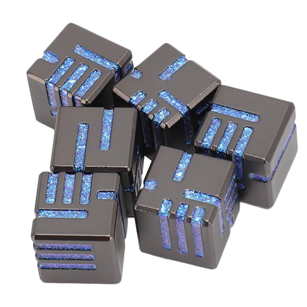 Набор из 6 металлических игральных костей из цельного цинкового сплава для ролевых игр с ящиком для хранения