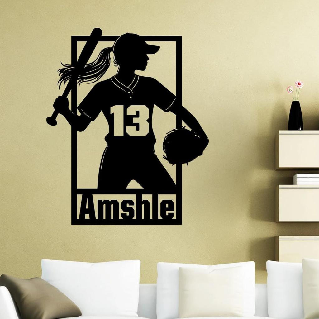 Personalized Baseball Player Wall Decal Custom Name Number Sports Wall Decal Sport Player Jersey Decal Sticker Gifts for Baseball Lover Decor for