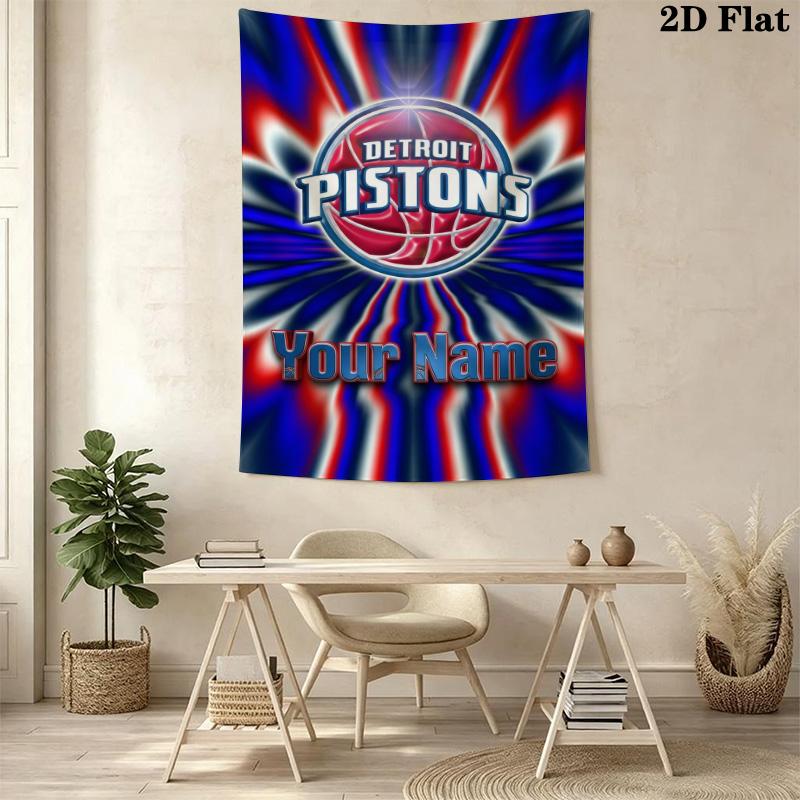 Name Custom Detroit Pistons Wall Tapestry Aesthetic Wall Hanging Printed Fabric Blanket Decorative Tapestries for Bedroom Living Room Home Decor