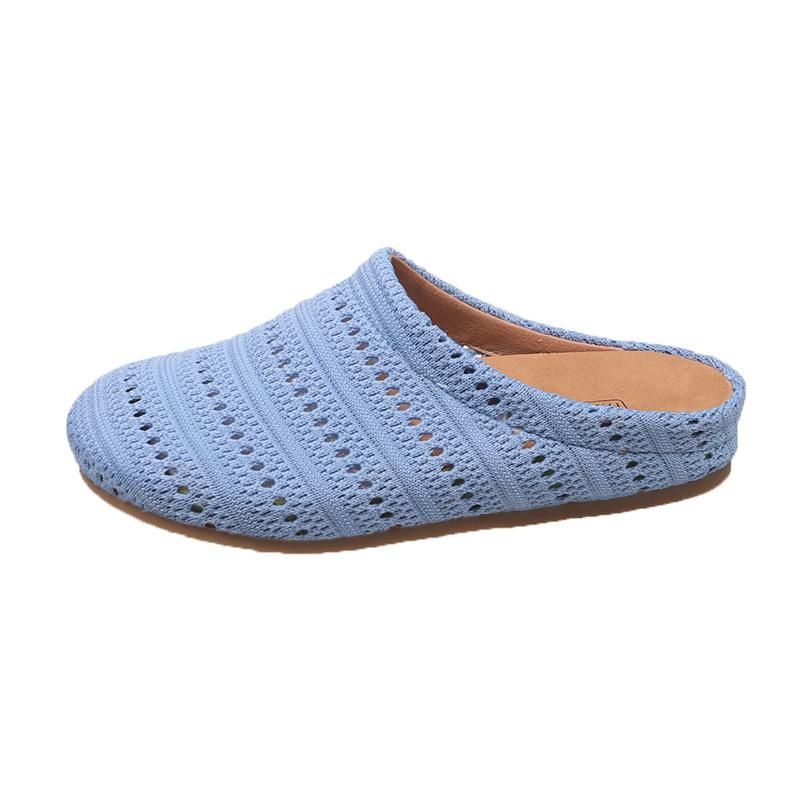 

Полутапочки большого размера 2025 новые дышащие тапочки с закрытым носком женские в римском стиле на плоской подошве для весны и лета 40 синий