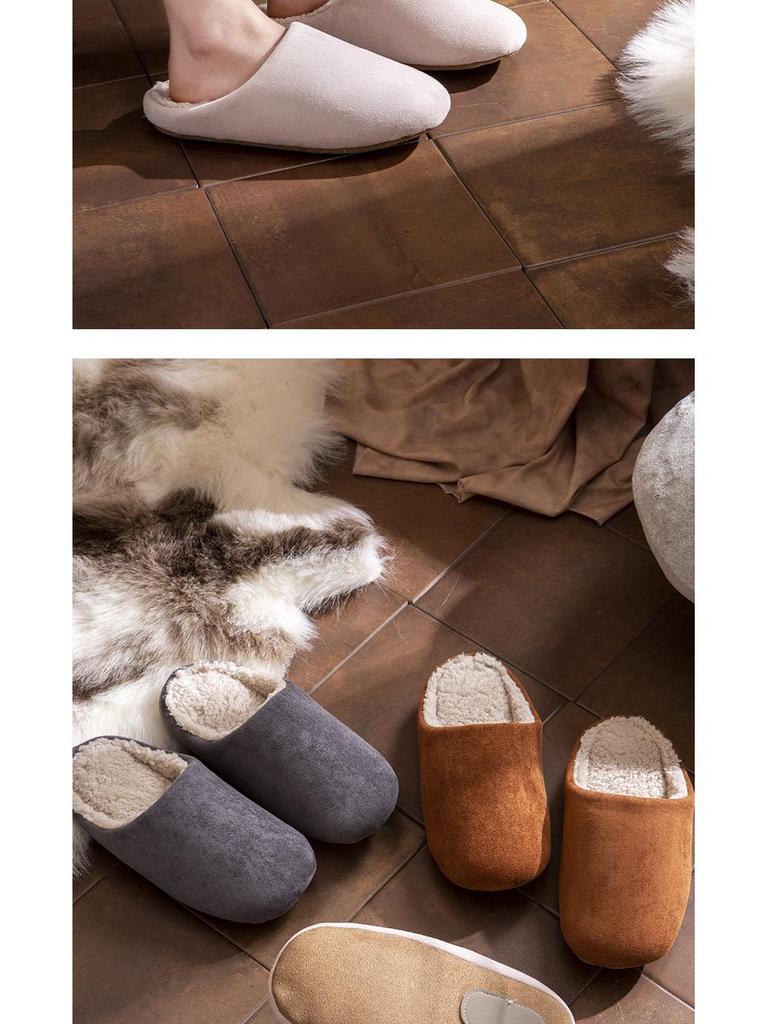 Dámské a pánské zimní bavlněné pantofle na podpatku: Tichá, měkká sametová podrážka z jelenice, ideální na dřevěné podlahy, hřejivý design pro dvojí použití.