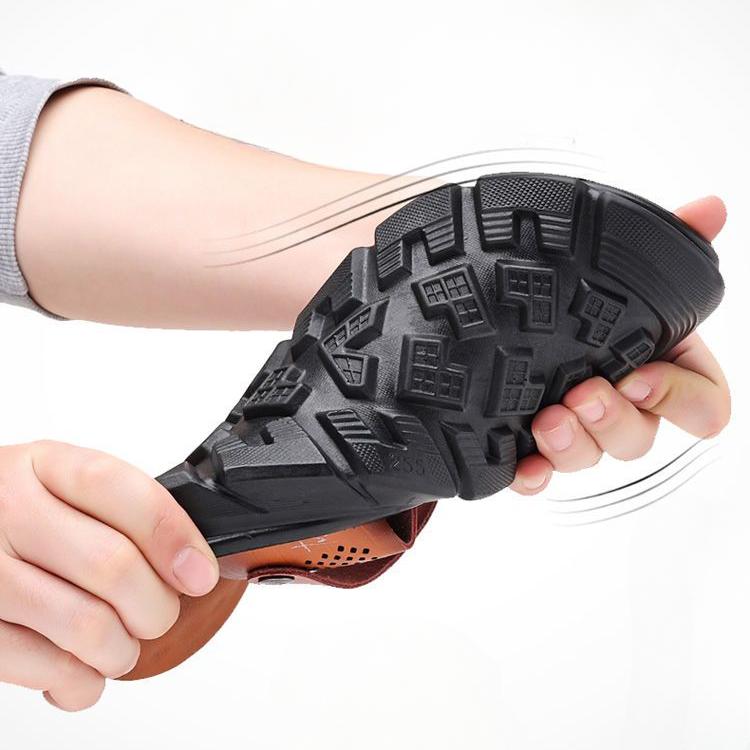 Sandály z hovězí kůže Pánské plážové boty Letní řízení Prodyšná Pánská móda Protiskluzové Pantofle z pravé kůže z mikrovlákna Pánské