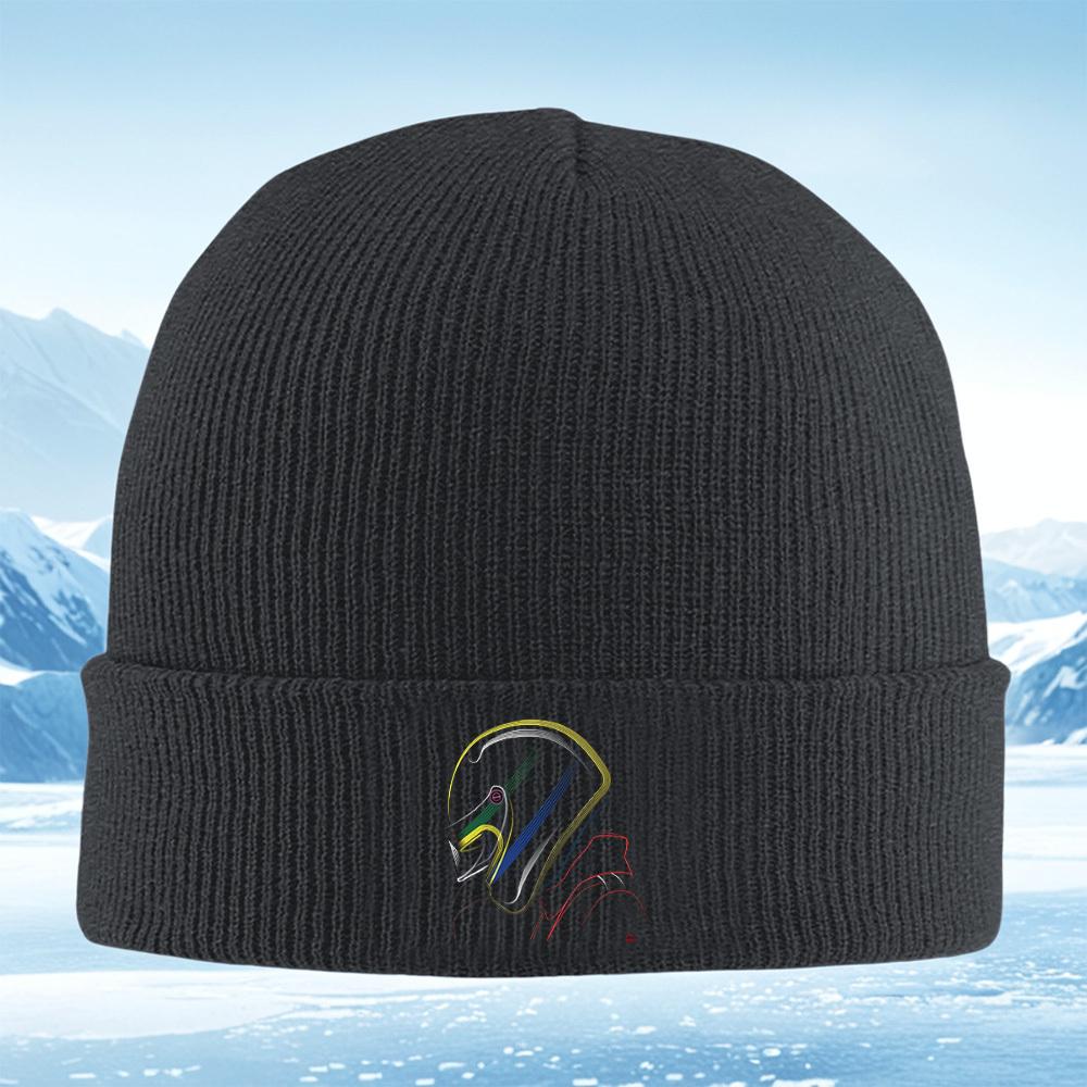 Helmet design lines cool style black Men Women Unisex Knitted Hat Beanie Pullover Cap Winter Thermal Warm Christmas Outdoor Cycl