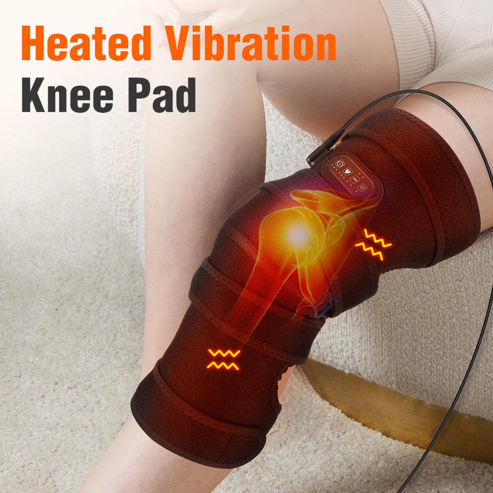 Extra-Large Heated Vibration Knee Pad Knee Massager 4 Motor Vibration Massage 3 Speed Heating 12V Direct Plug Power Supply