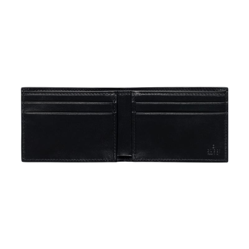 Gucci GG Embossed Bi-fold Four Card Slots Leather Card Holder Wallet Wallet Men's Black